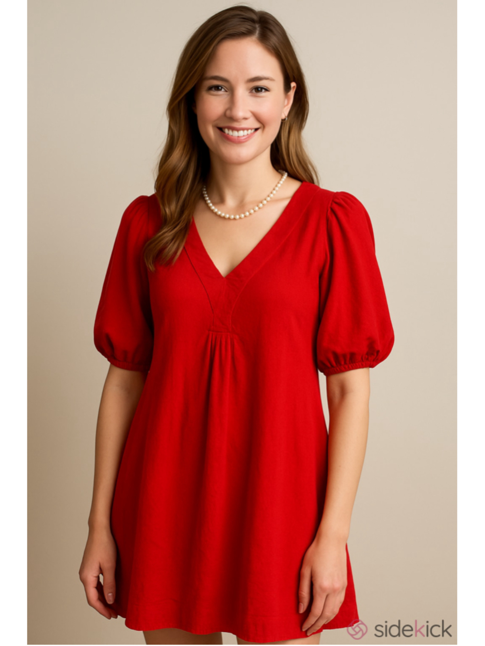 Cynthia Rowley Orange V-Neck Puff Sleeve Tunic Dress - Picture 1 of 4